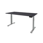 Ergonomisch elektrisch zit-sta bureau met zwart houten blad en grijs metalen frame. - Elektrisch Zit-Sta Bureau OFI DYNAMO – NPR 1813 & Ergonomisch - Office Furniture Interior