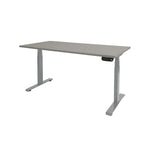 Ergonomisch elektrisch zit-sta bureau met lichtgrijs tafelblad en witte metalen poten. - Elektrisch Zit-Sta Bureau OFI DYNAMO – NPR 1813 & Ergonomisch - Office Furniture Interior