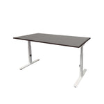 Ergonomisch verstelbaar bureau met zwart blad en witte metalen poten, strak design. - Verstelbaar Bureau OFI CORE – Ergonomisch - Office Furniture Interior