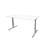 Ergonomisch verstelbaar bureau met wit blad en grijs metalen frame, modern design. - Verstelbaar Bureau OFI CORE – Ergonomisch - Office Furniture Interior
