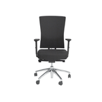 Ergonomische zwarte bureaustoel met hoge rugleuning en verstelbare armleuningen, chroom onderstel met wielen. - Bureaustoel OFI PRIME – Ergonomisch NPR 1813 - Office Furniture Interior