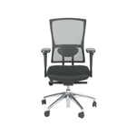 Ergonomische bureaustoel met zwarte mesh rugleuning, verstelbare armleuningen en chromen onderstel. - Bureaustoel OFI FLEX – Ergonomisch NPR 1813 - Office Furniture Interior