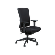 Zwarte ergonomische bureaustoel OFI PRIME met verstelbare armleuningen en vijfwielige basis. - Bureaustoel OFI PRIME – Ergonomisch NPR 1813 - Office Furniture Interior