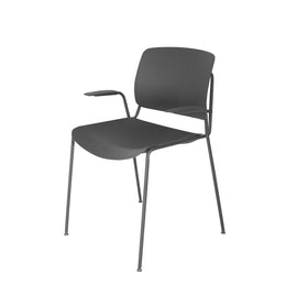 Ergonomische zwarte conferentiestoel met metalen frame en armleuning aan één zijde. - Conferentiestoel OFI FORUM - Office Furniture Interior