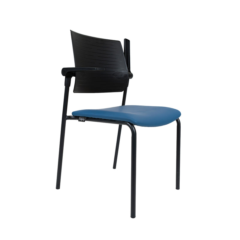 Ergonomische conferentiestoel met blauw zitting en zwarte metalen frame. - Conferentiestoel OFI GUEST - Office Furniture Interior