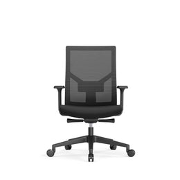 Zwarte ergonomische bureaustoel met mesh rugleuning en verstelbare armleuningen. - Bureaustoel OFI ONE – Ergonomisch NEN-EN 1336 - Office Furniture Interior