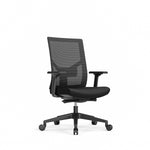 Ergonomische zwarte bureaustoel met ademende mesh rugleuning en verstelbare armleuningen. - Bureaustoel OFI ONE – Ergonomisch NEN-EN 1336 - Office Furniture Interior