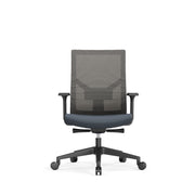 Ergonomische bureaustoel OFI ONE met grijze mesh rugleuning en verstelbare armleuningen. - Bureaustoel OFI ONE – Ergonomisch NEN-EN 1336 - Office Furniture Interior