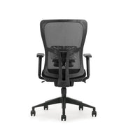 Zwarte ergonomische bureaustoel met ademende mesh rugleuning en verstelbare armleuningen. - Bureaustoel OFI FLOW – Ergonomisch NEN-EN 1335 - Office Furniture Interior