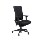 Ergonomische zwarte bureaustoel OFI PRIME met verstelbare armleuningen en chromen voetkruis. - Bureaustoel OFI PRIME – Ergonomisch NPR 1813 - Office Furniture Interior