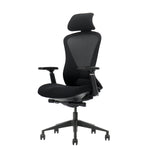 Ergonomische zwarte bureaustoel met verstelbare armleuningen en hoofdbeschermer. - Bureaustoel OFI ELITE – Ergonomisch NEN-EN 1335 - Office Furniture Interior