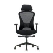 Ergonomische zwarte bureaustoel met verstelbare hoofdsteun en armleuningen, ademende mesh rugleuning. - Bureaustoel OFI ELITE – Ergonomisch NEN-EN 1335 - Office Furniture Interior