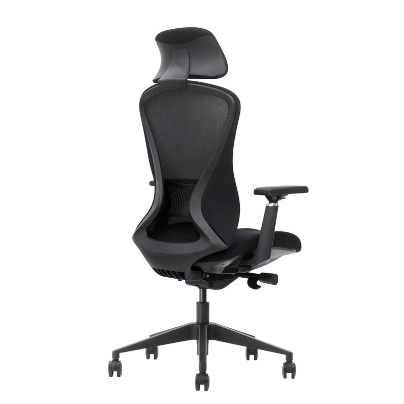 Ergonomische zwarte bureaustoel met hoge rugleuning en verstelbare armleuningen. - Bureaustoel OFI ELITE – Ergonomisch NEN-EN 1335 - Office Furniture Interior