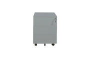 Grijs ergonomisch ladeblok verrijdbaar met drie ladefronten en zwart handvat. - Ladeblok Verrijdbaar (Vierkant) OFI CUBE - Office Furniture Interior