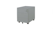 Grijs ergonomisch verrijdbaar ladeblok met drie laden en slot, strak design. - Ladeblok Verrijdbaar (Vierkant) OFI CUBE - Office Furniture Interior