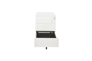 Wit ergonomisch verrijdbaar ladeblok met metalen handgrepen en open lade voor kantoor. - Ladeblok Verrijdbaar (Vierkant) OFI CUBE - Office Furniture Interior