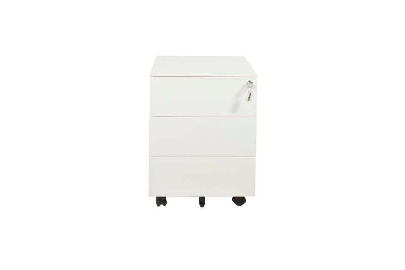Wit ergonomisch ladeblok verrijdbaar met drie laden en zwarte wieltjes. - Ladeblok Verrijdbaar (Vierkant) OFI CUBE - Office Furniture Interior