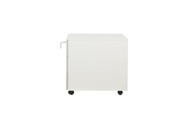 Wit ergonomisch verrijdbaar ladeblok met minimalistisch ontwerp en zwarte wieltjes. - Ladeblok Verrijdbaar (Vierkant) OFI CUBE - Office Furniture Interior