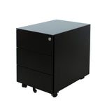 Zwart verrijdbaar ladeblok met drie laden en ergonomisch ontwerp. - Ladeblok Verrijdbaar (Vierkant) OFI CUBE - Office Furniture Interior