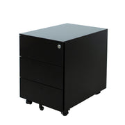 Zwart verrijdbaar ladeblok met drie laden en ergonomisch ontwerp. - Ladeblok Verrijdbaar (Vierkant) OFI CUBE - Office Furniture Interior