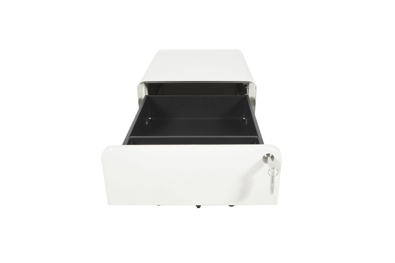 Wit ergonomisch ladeblok verrijdbaar met open lade en geïntegreerd slot. - Ladeblok Verrijdbaar (Rond) OFI ORB - Office Furniture Interior