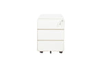 Wit ergonomisch verrijdbaar ladeblok met afgeronde hoeken en slot bovenaan. - Ladeblok Verrijdbaar (Rond) OFI ORB - Office Furniture Interior