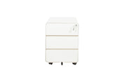 Wit ergonomisch verrijdbaar ladeblok met afgeronde hoeken en slot bovenaan. - Ladeblok Verrijdbaar (Rond) OFI ORB - Office Furniture Interior