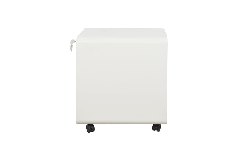 Wit ergonomisch ladeblok verrijdbaar met afgeronde hoeken en zwarte wieltjes. - Ladeblok Verrijdbaar (Rond) OFI ORB - Office Furniture Interior