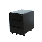Zwart ergonomisch verrijdbaar ladeblok met drie laden en ronde hoeken. - Ladeblok Verrijdbaar (Rond) OFI ORB - Office Furniture Interior