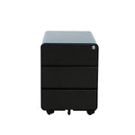 Zwart ergonomisch verrijdbaar ladeblok met drie laden en afgeronde hoeken. - Ladeblok Verrijdbaar (Rond) OFI ORB - Office Furniture Interior