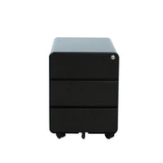 Zwart ergonomisch verrijdbaar ladeblok met drie laden en afgeronde hoeken. - Ladeblok Verrijdbaar (Rond) OFI ORB - Office Furniture Interior