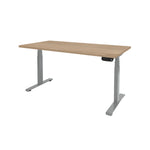 Ergonomisch elektrisch zit-sta bureau met licht houten blad en grijs metalen frame. - Elektrisch Zit-Sta Bureau OFI DYNAMO – NPR 1813 & Ergonomisch - Office Furniture Interior