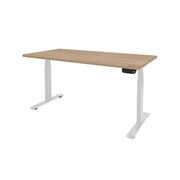 Ergonomisch elektrisch zit-sta bureau met licht eiken blad en wit frame. - Elektrisch Zit-Sta Bureau OFI DYNAMO – NPR 1813 & Ergonomisch - Office Furniture Interior