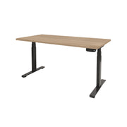 Ergonomisch elektrisch zit-sta bureau met zwart frame en licht eikenhouten blad. - Elektrisch Zit-Sta Bureau OFI DYNAMO – NPR 1813 & Ergonomisch - Office Furniture Interior
