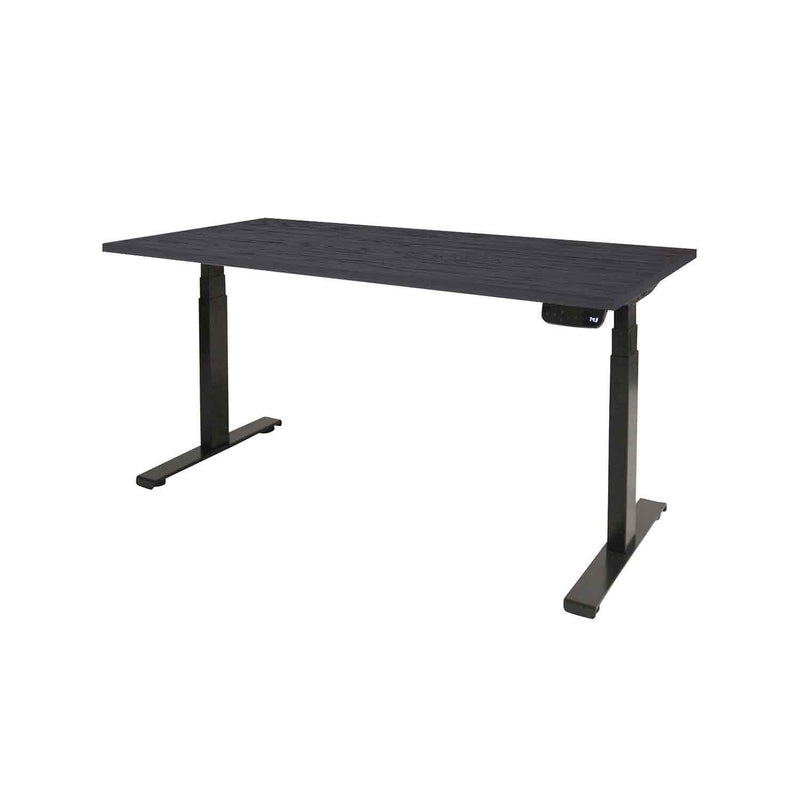 Ergonomisch elektrisch zit-sta bureau met zwart blad en zwart frame, modern design. - Elektrisch Zit-Sta Bureau OFI DYNAMO – NPR 1813 & Ergonomisch - Office Furniture Interior
