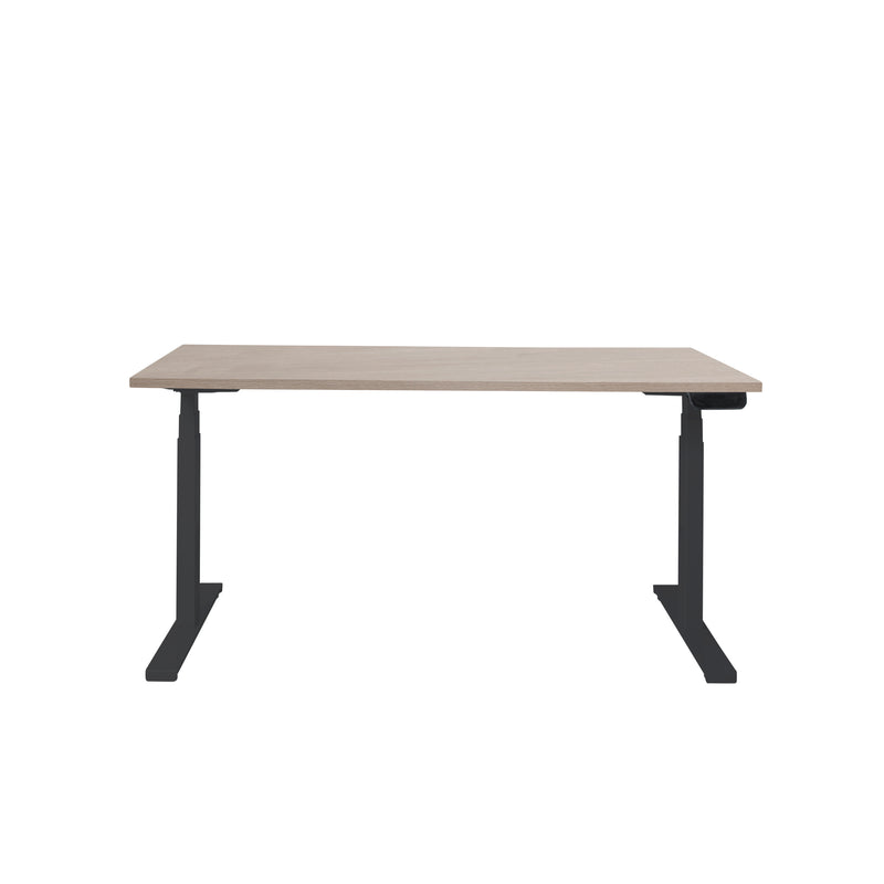 Ergonomisch elektrisch zit-sta bureau met licht eikenhouten blad en zwart onderstel. - Elektrisch Zit-Sta Bureau OFI DYNAMO – NPR 1813 & Ergonomisch - Office Furniture Interior