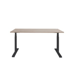 Ergonomisch elektrisch zit-sta bureau met zwart metalen frame en licht houten blad. - Elektrisch Zit-Sta Bureau OFI DYNAMO – NPR 1813 & Ergonomisch - Office Furniture Interior