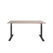 Ergonomisch elektrisch zit-sta bureau met zwart metalen frame en licht houten blad. - Elektrisch Zit-Sta Bureau OFI DYNAMO – NPR 1813 & Ergonomisch - Office Furniture Interior