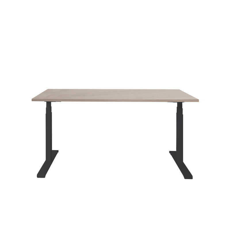 Ergonomisch elektrisch zit-sta bureau met licht eiken blad en zwart frame. - Elektrisch Zit-Sta Bureau OFI DYNAMO – NPR 1813 & Ergonomisch - Office Furniture Interior
