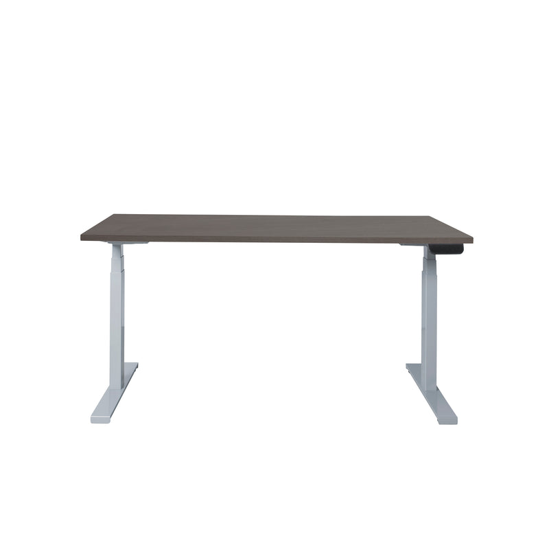 Ergonomisch zwart elektrisch zit-sta bureau met donkergrijs tafelblad en wit metalen onderstel. - Elektrisch Zit-Sta Bureau OFI DYNAMO – NPR 1813 & Ergonomisch - Office Furniture Interior
