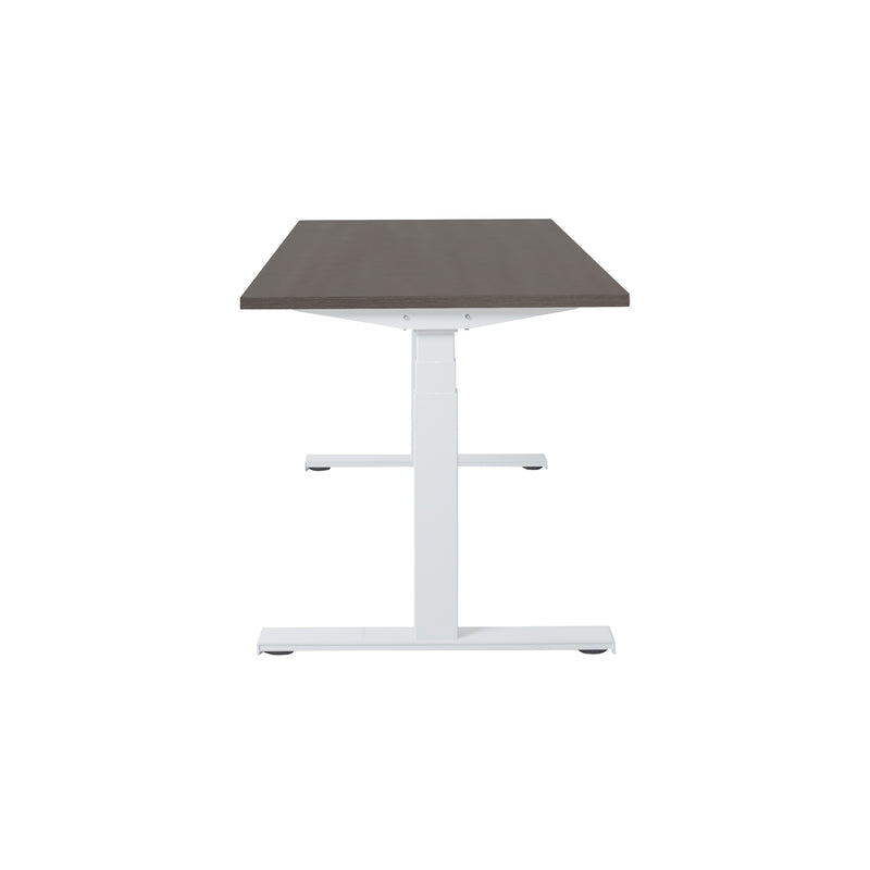 Ergonomisch elektrisch zit-sta bureau met wit metalen onderstel en grijs blad. - Elektrisch Zit-Sta Bureau OFI DYNAMO – NPR 1813 & Ergonomisch - Office Furniture Interior