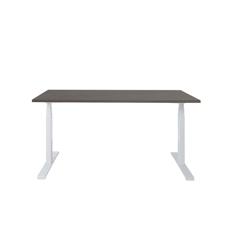 Ergonomisch elektrisch zit-sta bureau met zwart blad en wit frame, strak design. - Elektrisch Zit-Sta Bureau OFI DYNAMO – NPR 1813 & Ergonomisch - Office Furniture Interior