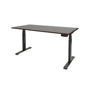Ergonomisch elektrisch zit-sta bureau met zwart frame en donker houten blad in Robson oak stijl. - Elektrisch Zit-Sta Bureau OFI DYNAMO – NPR 1813 & Ergonomisch - Office Furniture Interior