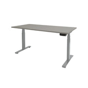 Ergonomisch elektrisch zit-sta bureau met lichtgrijs tafelblad en witte metalen poten. - Elektrisch Zit-Sta Bureau OFI DYNAMO – NPR 1813 & Ergonomisch - Office Furniture Interior