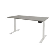 Ergonomisch elektrisch zit-sta bureau met lichtgrijs tafelblad en wit frame, strak design. - Elektrisch Zit-Sta Bureau OFI DYNAMO – NPR 1813 & Ergonomisch - Office Furniture Interior