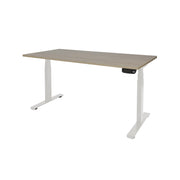 Ergonomisch elektrisch zit-sta bureau met wit onderstel en licht eiken blad, modern design. - Elektrisch Zit-Sta Bureau OFI DYNAMO – NPR 1813 & Ergonomisch - Office Furniture Interior