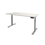 Ergonomisch elektrisch zit-sta bureau met wit blad en grijs metalen frame, modern design. - Elektrisch Zit-Sta Bureau OFI DYNAMO – NPR 1813 & Ergonomisch - Office Furniture Interior