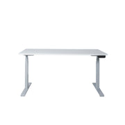 Ergonomisch elektrisch zit-sta bureau met wit tafelblad en grijs metalen frame. - Elektrisch Zit-Sta Bureau OFI DYNAMO – NPR 1813 & Ergonomisch - Office Furniture Interior