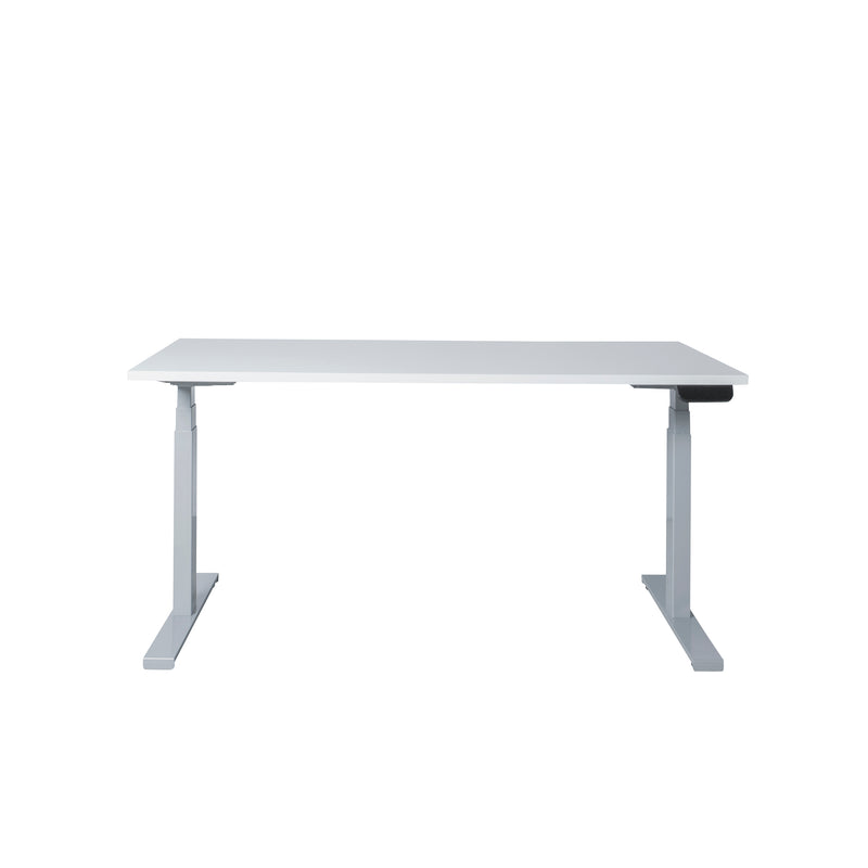 Ergonomisch elektrisch zit-sta bureau met wit tafelblad en grijs metalen frame. - Elektrisch Zit-Sta Bureau OFI DYNAMO – NPR 1813 & Ergonomisch - Office Furniture Interior