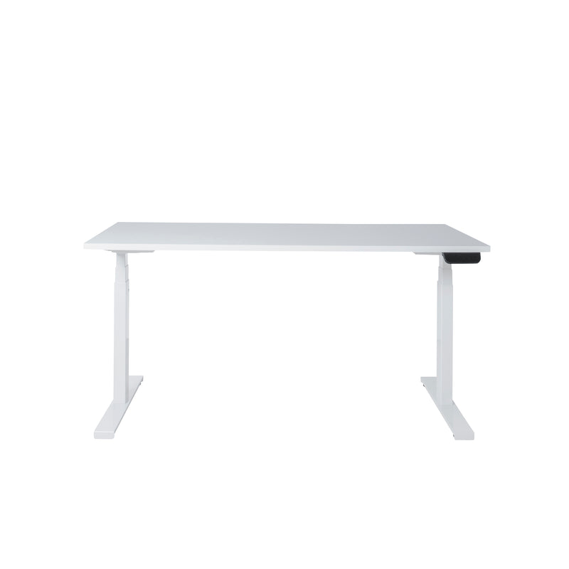 Wit elektrisch zit-sta bureau met verstelbaar frame en ergonomisch design. - Elektrisch Zit-Sta Bureau OFI DYNAMO – NPR 1813 & Ergonomisch - Office Furniture Interior